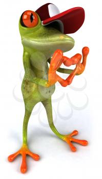 Royalty Free Clipart Image of a Frog in a Cap