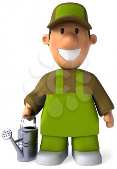 Royalty Free Clipart Image of a Man With a Watering Can