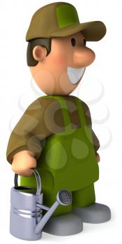 Royalty Free Clipart Image of a Man With a Watering Can