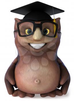 Royalty Free Clipart Image of an Owl Professor