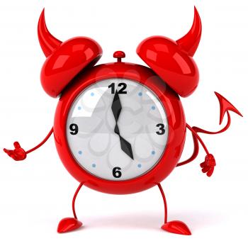 Royalty Free Clipart Image of a Devil Alarm Clock