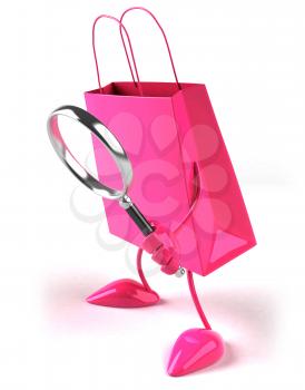 Royalty Free Clipart Image of a Bag With a Magnifying Glass