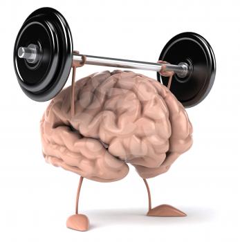 Royalty Free Clipart Image of a Weightlifting Brain