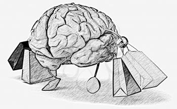 Royalty Free Clipart Image of a Shopping Brain