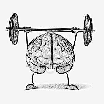 Royalty Free Clipart Image of a Weightlifting Brain