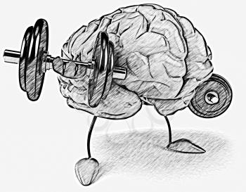 Royalty Free Clipart Image of a Weightlifting Brain