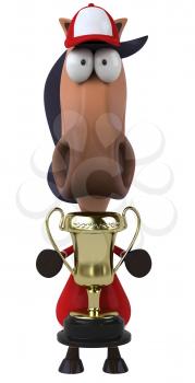 Royalty Free Clipart Image of a Horse Jockey With a Trophy