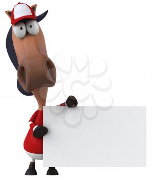 Royalty Free Clipart Image of a Horse Jockey With a Sign