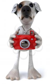 Royalty Free Clipart Image of a Dog With a Camera