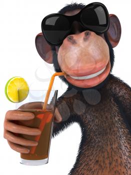 Royalty Free Clipart Image of a Monkey With a Drink