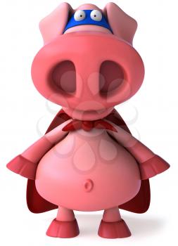 Royalty Free Clipart Image of a Superhero Pig