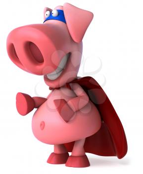 Royalty Free Clipart Image of a Superhero Pig