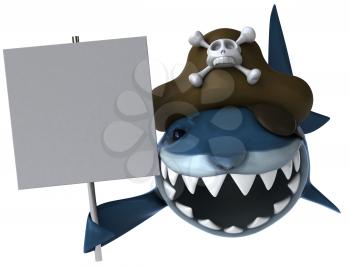 Royalty Free Clipart Image of a Shark With a Sign