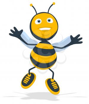 Royalty Free Clipart Image of a Happy Bee