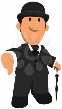 Royalty Free Clipart Image of a Man in a Bowler