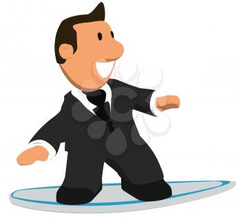 Royalty Free Clipart Image of a Surfing Businessman