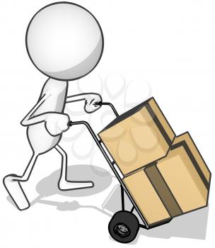 Royalty Free Clipart Image of a Person Moving Boxes