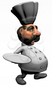 Royalty Free Clipart Image of a Chef With a Plate