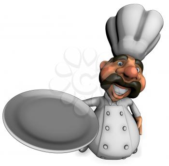 Royalty Free Clipart Image of a Chef With a Plate