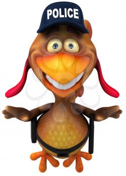 Royalty Free Clipart Image of a Chicken Cop