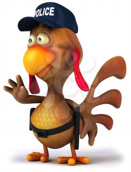 Royalty Free Clipart Image of a Chicken Cop