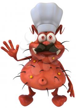 Royalty Free Clipart Image of a Germ Chef