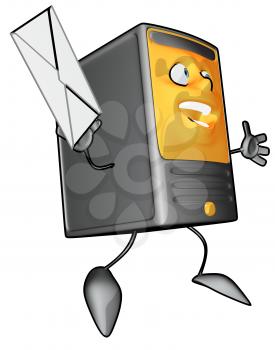 Royalty Free Clipart Image of a Modem With a Letter