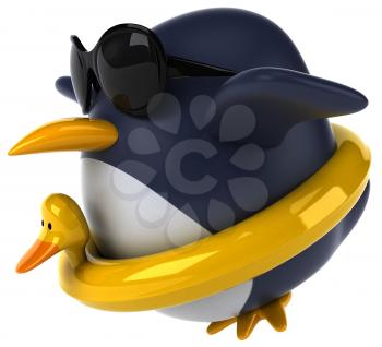 Royalty Free Clipart Image of a Penguin With a Duck Ring