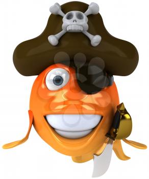 Royalty Free Clipart Image of a Goldfish Pirate