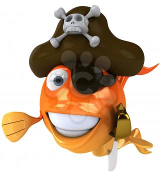 Royalty Free Clipart Image of a Goldfish Pirate