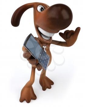 Royalty Free Clipart Image of a Dog With a Cellphone