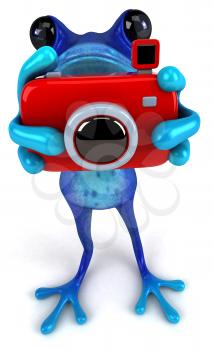 Royalty Free Clipart Image of a Frog Taking a Picture