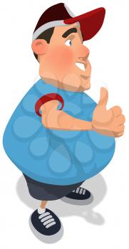 Royalty Free Clipart Image of an Overweight Man Giving a Thumbs Up