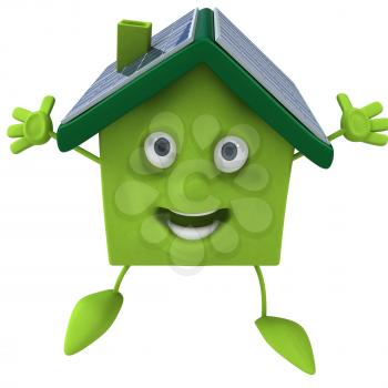 Royalty Free Clipart Image of a House With Solar Panels