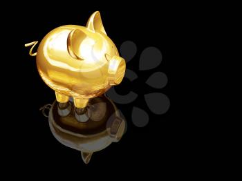 Royalty Free Clipart Image of a Gold Piggy Bank