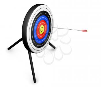 Royalty Free Clipart Image of an Arrow Hitting a Target