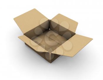 Royalty Free Clipart Image of an Open Cardboard Box