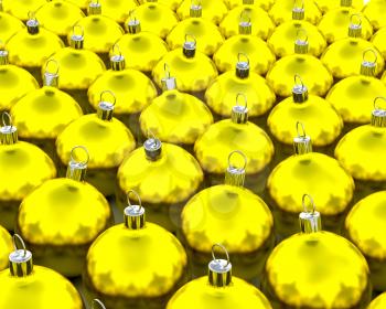 Royalty Free Clipart Image of Yellow Christmas Ornaments