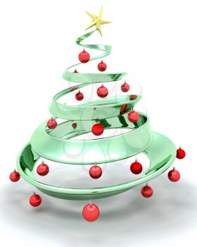 Royalty Free Clipart Image of a Metallic Christmas Tree