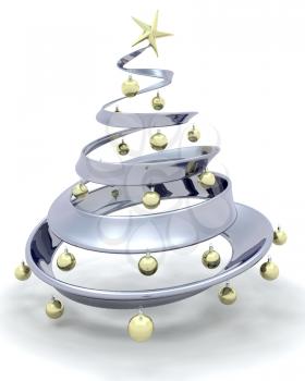 Royalty Free Clipart Image of a Metallic Christmas Tree