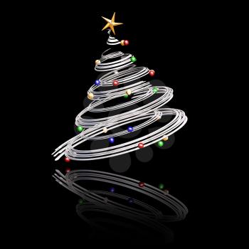 Royalty Free Clipart Image of a Metallic Christmas Tree