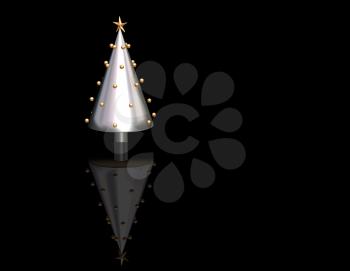 Royalty Free Clipart Image of a Metallic Christmas Tree