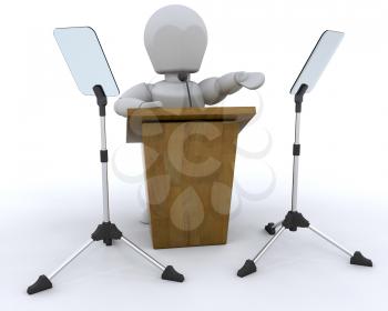 Royalty Free Clipart Image of a Person at a Lectern