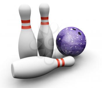 Royalty Free Clipart Image of a Bowling Ball and Pins