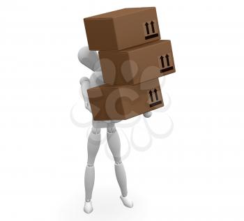 Royalty Free Clipart Image of a Man Carrying Boxes