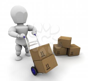 Royalty Free Clipart Image of a Man Moving Boxes