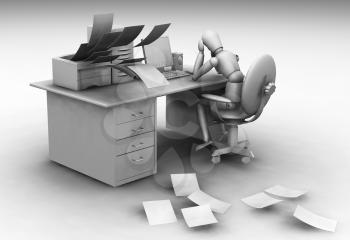 Royalty Free Clipart Image of a Person at a Desk