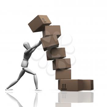 Royalty Free Clipart Image of a Person Stacking Boxes