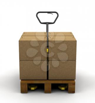 Royalty Free Clipart Image of a Skid With Boxes