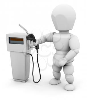 Royalty Free Clipart Image of a Person at a Fuel Pump